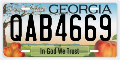 GA license plate QAB4669