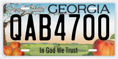 GA license plate QAB4700