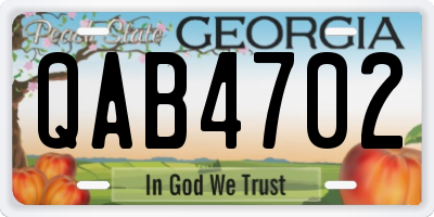GA license plate QAB4702