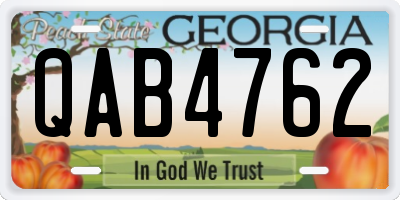 GA license plate QAB4762