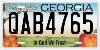 GA license plate QAB4765