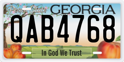 GA license plate QAB4768