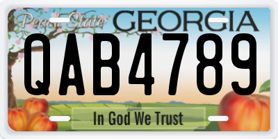 GA license plate QAB4789