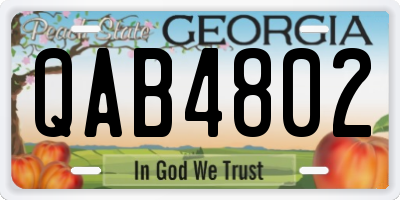 GA license plate QAB4802