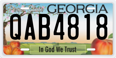 GA license plate QAB4818