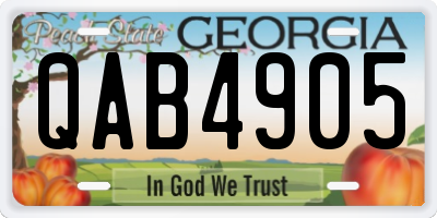 GA license plate QAB4905