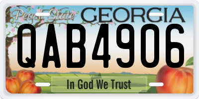 GA license plate QAB4906