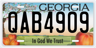 GA license plate QAB4909