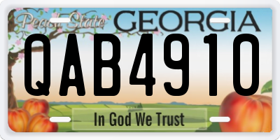 GA license plate QAB4910