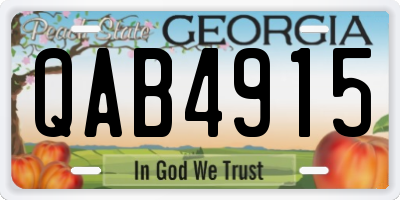 GA license plate QAB4915