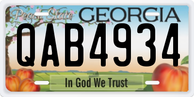 GA license plate QAB4934