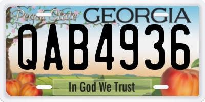 GA license plate QAB4936