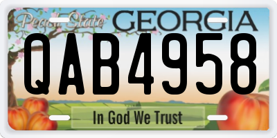 GA license plate QAB4958