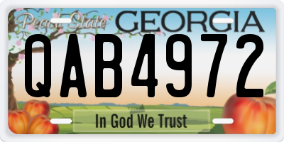 GA license plate QAB4972