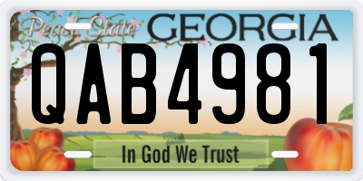 GA license plate QAB4981