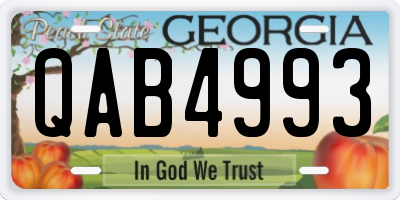 GA license plate QAB4993