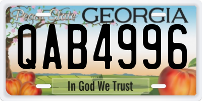 GA license plate QAB4996