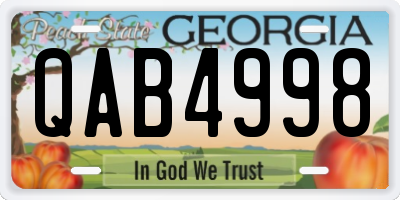 GA license plate QAB4998