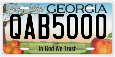 GA license plate QAB5000
