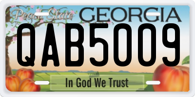 GA license plate QAB5009
