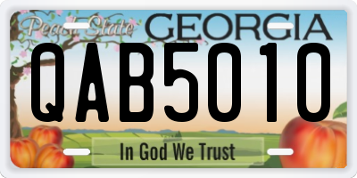 GA license plate QAB5010