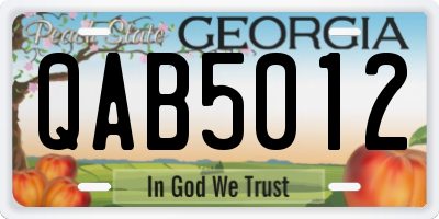 GA license plate QAB5012