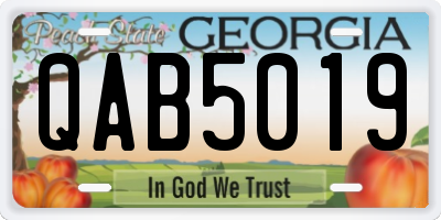 GA license plate QAB5019