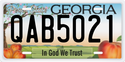 GA license plate QAB5021