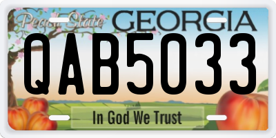 GA license plate QAB5033