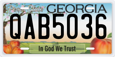 GA license plate QAB5036