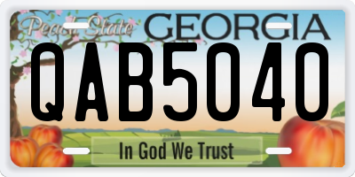 GA license plate QAB5040