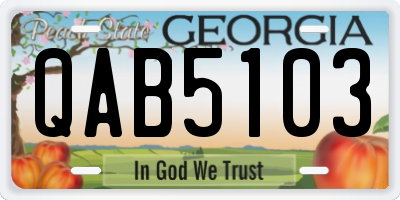 GA license plate QAB5103
