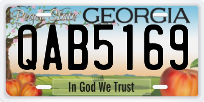 GA license plate QAB5169