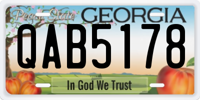 GA license plate QAB5178