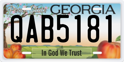 GA license plate QAB5181