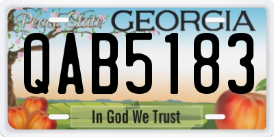 GA license plate QAB5183