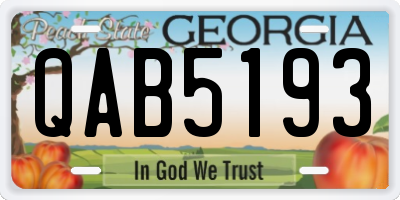 GA license plate QAB5193
