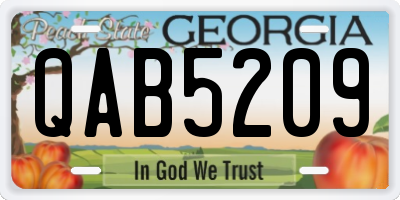 GA license plate QAB5209