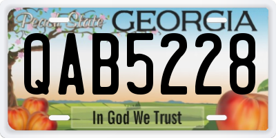 GA license plate QAB5228