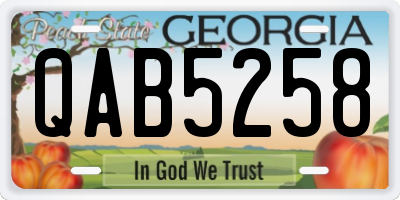 GA license plate QAB5258