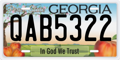 GA license plate QAB5322