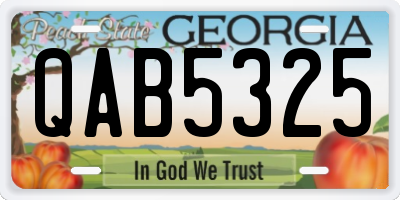 GA license plate QAB5325