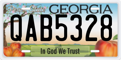 GA license plate QAB5328