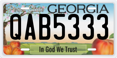 GA license plate QAB5333