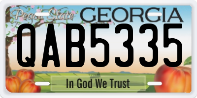 GA license plate QAB5335
