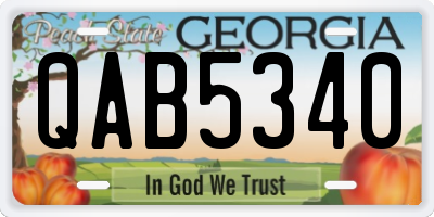 GA license plate QAB5340