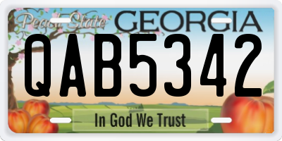 GA license plate QAB5342