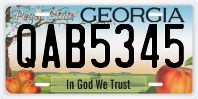 GA license plate QAB5345