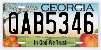 GA license plate QAB5346