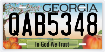 GA license plate QAB5348